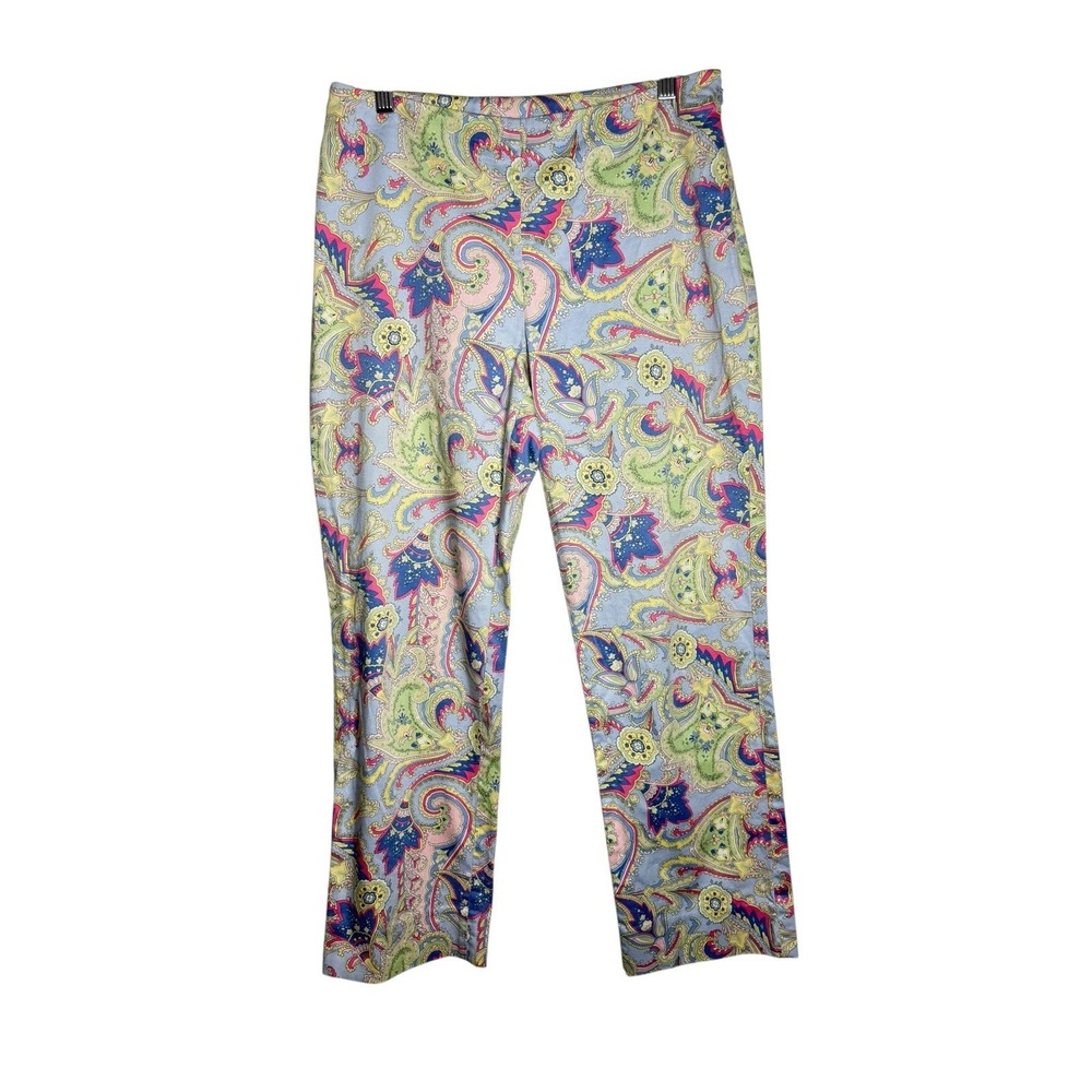 Lauren Ralph Lauren Blue Multi Paisley Print Cotton Chino Pants‎ Size 6